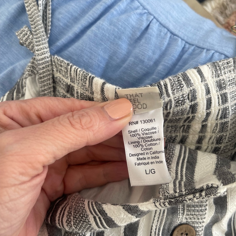 L*Space Valery Wrap Mini Dress Gray Stripe Button Front Beach Size L - Picture 13 of 14
